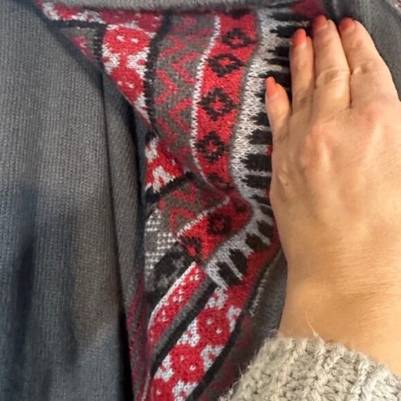 Kensie Brown Multicolor Boho Waterfall Draped Front Knit Cardigan Women Sz M/L - Picture 4 of 10